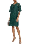 ANNA SUI ANNA SUI WOMAN VELVET-TRIMMED GUIPURE LACE DRESS FOREST GREEN,3074457345620729964