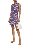 ANNA SUI ANNA SUI WOMAN FLORAL-PRINT CREPE DE CHINE MINI DRESS PURPLE,3074457345620729875