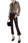 ANNA SUI TIE-NECK LEOPARD-PRINT SILK-GEORGETTE BLOUSE,3074457345620725321