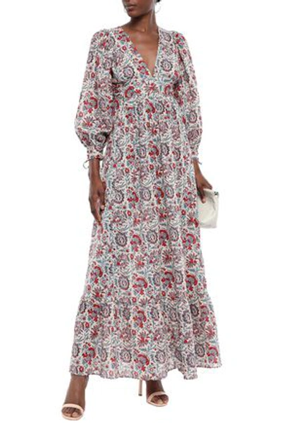 Antik Batik Woman Betsie Gathered Printed Cotton Maxi Dress Cream
