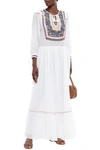 ANTIK BATIK ANTIK BATIK WOMAN TASSELED CROCHET-PANELED COTTON-GAUZE MAXI DRESS OFF-WHITE,3074457345620846804