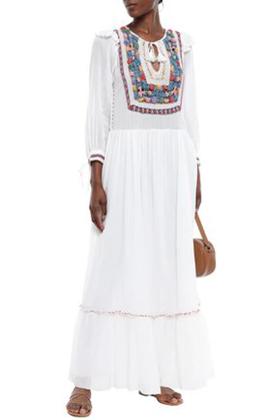 Antik Batik Woman Tasseled Crochet-paneled Cotton-gauze Maxi Dress Off-white