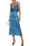 ANTONIO BERARDI OPEN-BACK DRAPED PRINTED SILK-SATIN MIDI DRESS,3074457345620789019