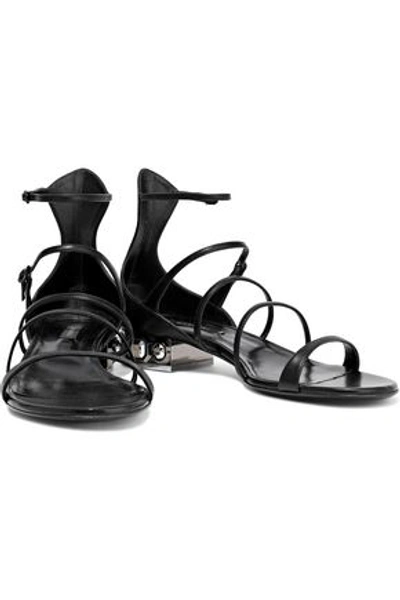 Casadei Duse Crystal-embellished Leather Sandals In Black