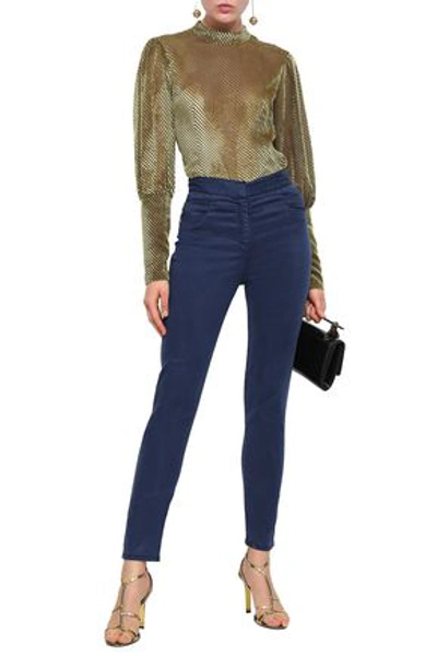 Balmain Sateen Skinny Pants In Navy