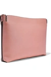 BURBERRY BURBERRY WOMAN TWO-TONE PEBBLED-LEATHER CLUTCH ANTIQUE ROSE,3074457345620736415