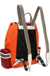 BURBERRY BURBERRY WOMAN LEATHER-TRIMMED COLOR-BLOCK SHELL BACKPACK BRICK,3074457345620730080