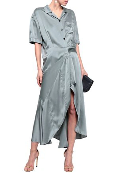 Burberry Silk-satin Midi Wrap Dress In Gray