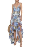 CAMILLA GEISHA GATEWAYS ASYMMETRIC EMBELLISHED PRINTED SILK-JACQUARD DRESS,3074457345620917766