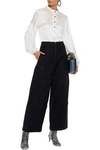 CHLOÉ CHLOÉ WOMAN CROPPED STRETCH-COTTON WIDE-LEG PANTS BLACK,3074457345620628681