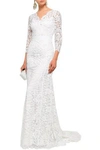 DOLCE & GABBANA DOLCE & GABBANA WOMAN FLUTED COTTON-BLEND CORDED LACE GOWN WHITE,3074457345620533854