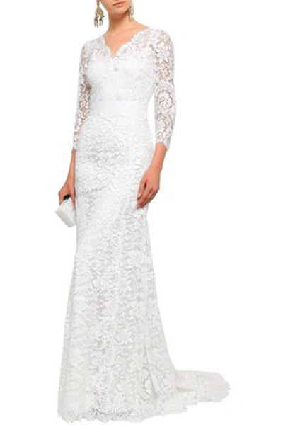 Dolce & Gabbana Woman Fluted Cotton-blend Corded Lace Gown White