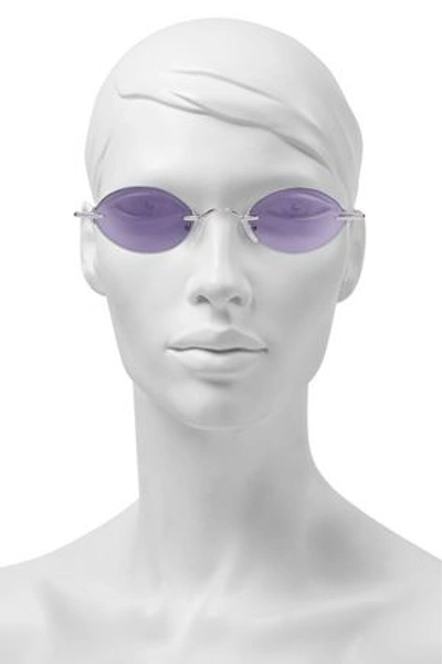 Christopher Kane Oval-frame Silver-tone Sunglasses In Lavender