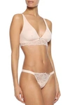 Cosabella Evolved Stretch-lace And Jersey Low-rise Thong In Neutral