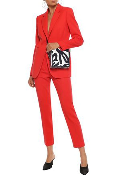 Emilio Pucci Cropped Silk-twill Slim-leg Pants In Tomato Red