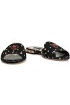 DOLCE & GABBANA DOLCE & GABBANA WOMAN EMBELLISHED POLKA-DOT WOVEN SLIDES BLACK,3074457345620749654