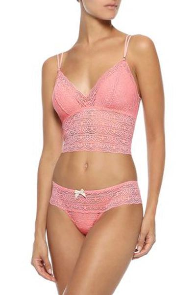 Eberjey Delfina The Go-to Stretch-lace Low-rise Thong In Pink