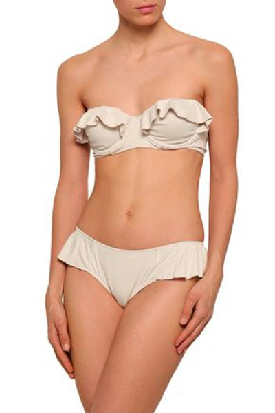 Eberjey Woman Pearl Ruffled Bandeau Bikini Top Beige