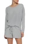 EBERJEY EBERJEY WOMAN GABRIELA THE RUNNER FRENCH COTTON-TERRY PAJAMA SHORTS LIGHT GRAY,3074457345620543777