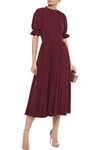 EMILIA WICKSTEAD EMILIA WICKSTEAD WOMAN PHILLY GATHERED STRETCH-CREPE MIDI DRESS BURGUNDY,3074457345620514228