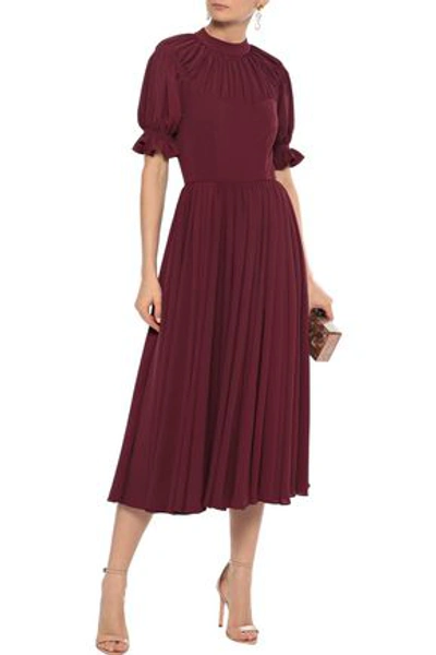 Emilia Wickstead Woman Philly Gathered Stretch-crepe Midi Dress Burgundy