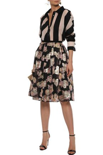 Erdem Halyn Pleated Metallic Fil Coupé Organza Skirt In Black