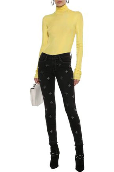 Frame Woman Le Skinny De Jeanne Studded Mid-rise Skinny Jeans Black