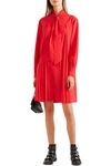 GIVENCHY TIE-NECK PLEATED SILK-BLEND CREPE DE CHINE MINI DRESS,3074457345620750305