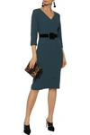 GOAT GOAT WOMAN BELTED WOOL-CREPE DRESS PETROL,3074457345620376565