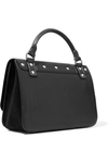 JW ANDERSON J.W.ANDERSON WOMAN DISC LEATHER AND SUEDE SHOULDER BAG BLACK,3074457345620672946