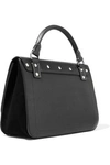JW ANDERSON J.W.ANDERSON WOMAN DISC LARGE LEATHER AND SUEDE SHOULDER BAG BLACK,3074457345620669778