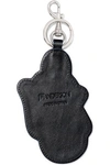 JW ANDERSON J.W.ANDERSON WOMAN EMBROIDERED BRUSHED-FELT AND LEATHER KEYCHAIN BLACK,3074457345620700930