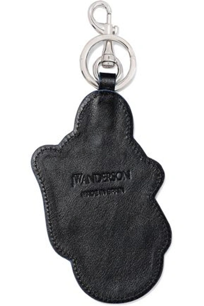 Jw Anderson J.w.anderson Woman Embroidered Brushed-felt And Leather Keychain Black