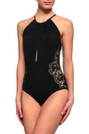 ID SARRIERI LACE-TRIMMED CUTOUT SWIMSUIT,3074457345620222971