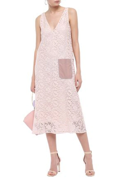 Joseph Margo Cotton-blend Leavers Lace Midi Dress In Pastel Pink
