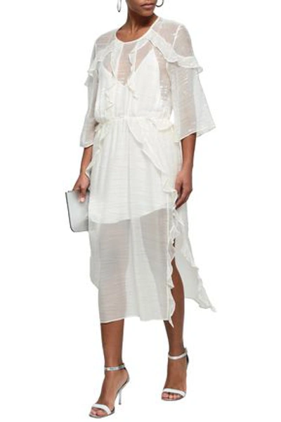 Iro Open-back Ruffle-trimmed Jacquard Midi Dress In Ivory