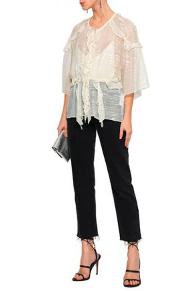 Iro Open-back Metallic Fil Coupé Chiffon Blouse In Ivory