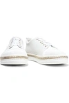 LANVIN LANVIN WOMAN CHAIN-TRIMMED LIZARD-EFFECT AND TEXTURED-LEATHER SNEAKERS WHITE,3074457345620695737