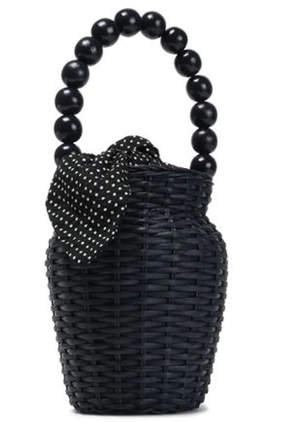 Loeffler Randall Woman Louise Bead-embellished Rattan Tote Navy