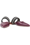 MALONE SOULIERS MALONE SOULIERS WOMAN + ROKSANDA HANNAH CANVAS-TRIMMED LEATHER SLIPPERS BURGUNDY,3074457345620496363