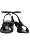 LANVIN LANVIN WOMAN CUTOUT PATENT-LEATHER AND SUEDE SANDALS BLACK,3074457345620695747