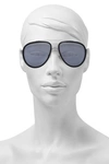 LINDA FARROW AVIATOR-STYLE SILVER-TONE AND ACETATE SUNGLASSES,3074457345620714214