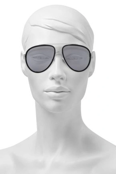 Linda Farrow Aviator-style Silver-tone And Acetate Sunglasses In Black