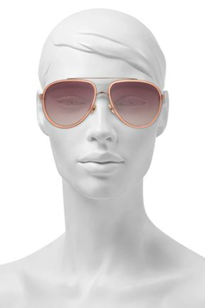 Linda Farrow Woman Aviator-style Gold-tone And Acetate Sunglasses Pink