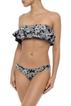 LISA MARIE FERNANDEZ RUFFLED FLORAL-PRINT BANDEAU BIKINI,3074457345620815815