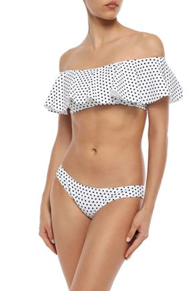 Lisa Marie Fernandez Mira Off-the-shoulder Ruffled Polka-dot Bikini In White