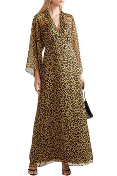 Michelle Mason Wrap-effect Leopard-print Silk-chiffon Maxi Dress In Animal Print