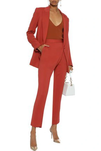 Michelle Mason Wrap-effect Crepe Straight-leg Trousers In Tomato Red