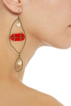 MARNI MARNI WOMAN BURNISHED GOLD-TONE, FAUX PEARL AND RESIN EARRING RED,3074457345620746934