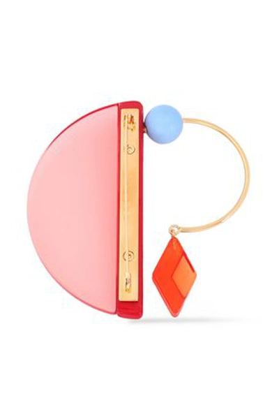 Marni Woman Gold-tone And Acetate Brooch Red